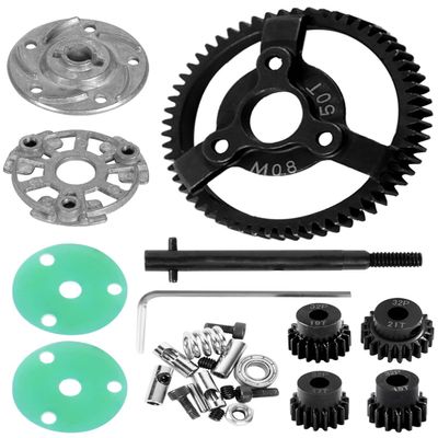 50T Metal Slipper Clutch Spur Gear Upgrades Part for 1/10 Slash 2WD VXL, ARRCat Metal 50T 0.8 Module Spur Gear Differential Gear and 21T 19T 17T 15T Pinions Gear Set