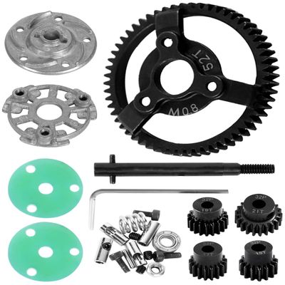 52T Metal Slipper Clutch Spur Gear Upgrades Part for 1/10 Slash 2WD VXL, ARRCat Metal 52T 0.8 Module Spur Gear Differential Gear and 21T 19T 17T 15T Pinions Gear Set