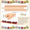 Liliful Pack of 16 Wooden Train Track Expansion Male-Male Female-Female Train Track Compatible with Most Trains Tracks(Straight) view 2