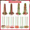 Becfupo 200 Pcs Christmas Beads Necklaces Bulk, Red Green Silver Beaded Necklaces With Xmas Tree Snowman Reindeer Santas Pendants For Chirstmas Party Favors view 2