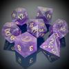 Truewon Stone Dice Set of 7 Handmade Dice for RPG DND Made by Natural Gemstones. (Amethyst Moon Stars Selected) view 1