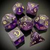 Truewon Stone Dice Set of 7 Handmade Dice for RPG DND Made by Natural Gemstones. (Amethyst Moon Stars Selected) view 2