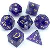 Truewon Stone Dice Set of 7 Handmade Dice for RPG DND Made by Natural Gemstones. (Amethyst Moon Stars Selected) view 3