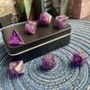 Truewon Stone Dice Set of 7 Handmade Dice for RPG DND Made by Natural Gemstones. (Amethyst Moon Stars Selected) view 4