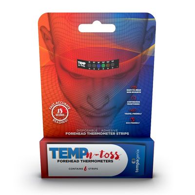 Fast Reading Disposable Forehead Thermometer Strips - Temp-N-Toss for Accurate & Hygienic Adult Temperature Measurement (6)