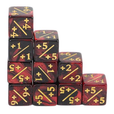 WOOXGEHM 10PCS 6 Sided Dice, Math Puzzle Two Color Acrylic Teaching Dice, Game Props, Game Dice Set for Classroom Teaching/Board Games/Dice Games(Red)