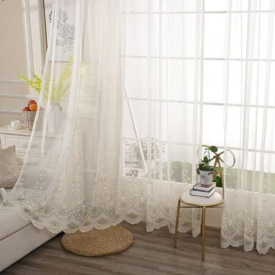 HooHero Modern Gorgeous Kids Baby Sheer Curtains Living Room Bedroom Drape Fabic Floral Embroidery Design Voile Living Room