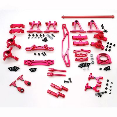 Chanmoo RC TT-02 Full Set Upgrade Kit Aluminum Drive Shaft Swing Arm Steering Cup CVD Bumper Motor Base Suspension Arms For Tamiya TT02 Upgrade Part 1/10 On Road Touring Rally Racing Car (Red 16PCS)