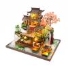 Yuzhen DIY Miniature Dollhouse with Furniture and LED Lights, Large Ancient Style Wooden Dollhouse Includes Dustcover and Music Movement view 1