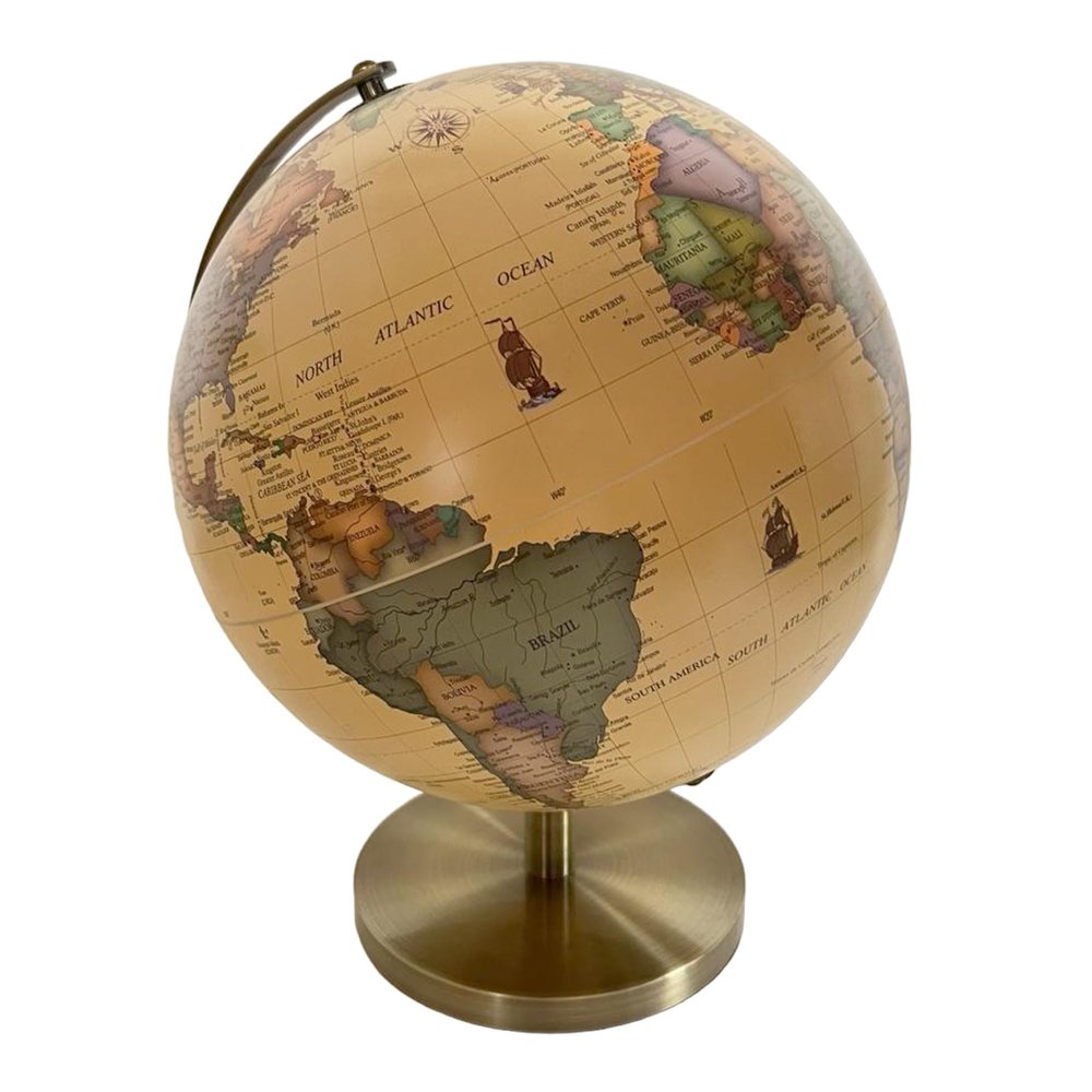 ANTIQUE CREAM GLOBE | Globes of the world | World globe for adults | Earth globe | Desk ornament | Explorers gift | World globe | 25cm (D) x 25cm (W) x 30 cm (H)