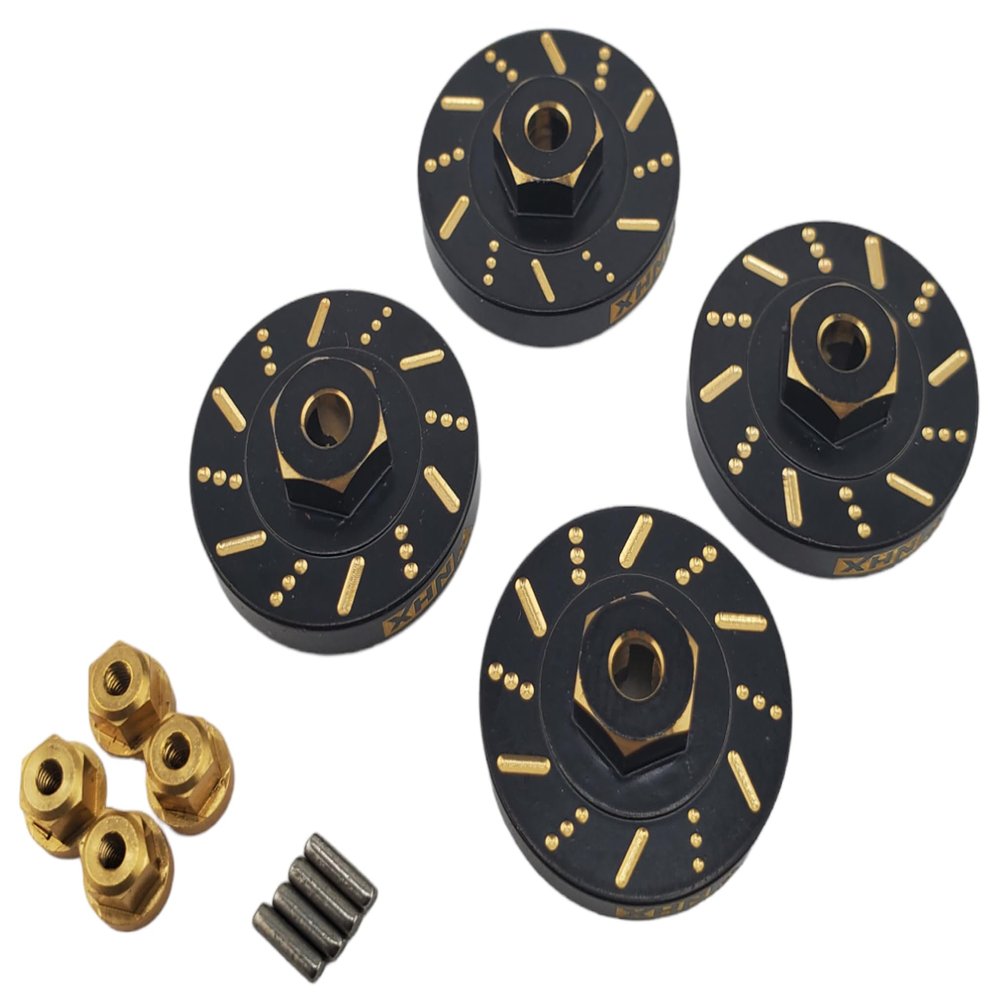 NHX RC V2 Brass Wheel Weight w/Extended +2mm Hex Adaptor (4) for SCX24 -Black