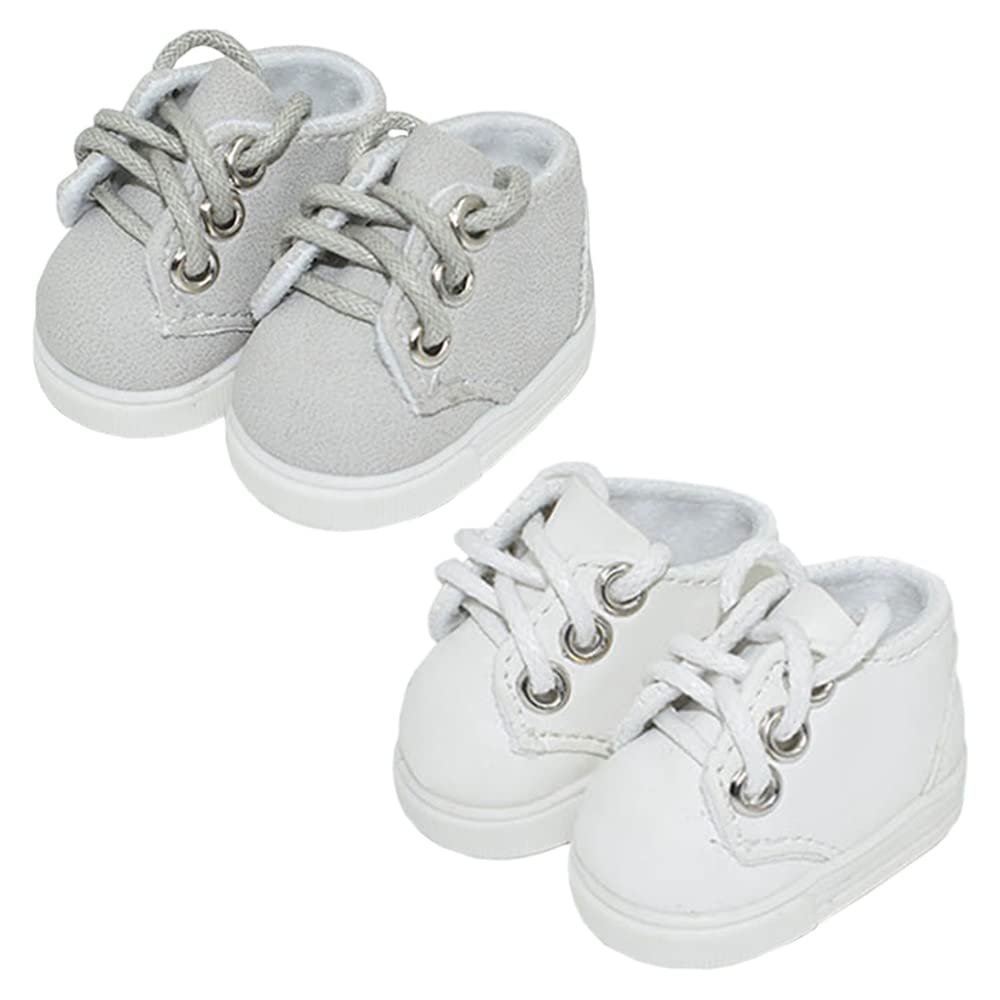 niannyyhouse Leather Shoes Length 4.2cm for 1/6BJD 6in 15cm Plush Doll (Grey+White)