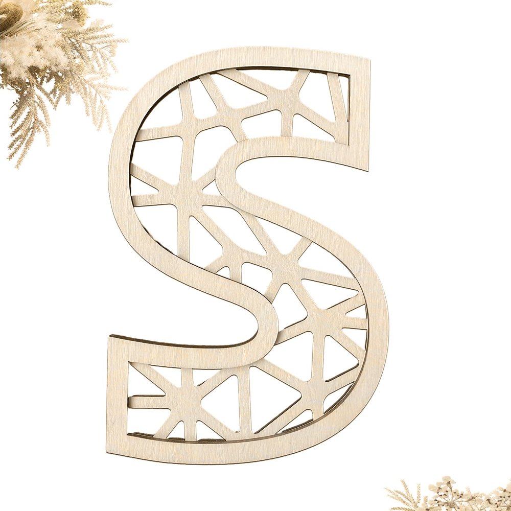 AOCEAN 8 Inch Wooden Rattan Letters Rustic Boho Letters Decor for Wall Customizable Personalized Initials Perfect for Nursery Baby Shower & Home Decoration (S)