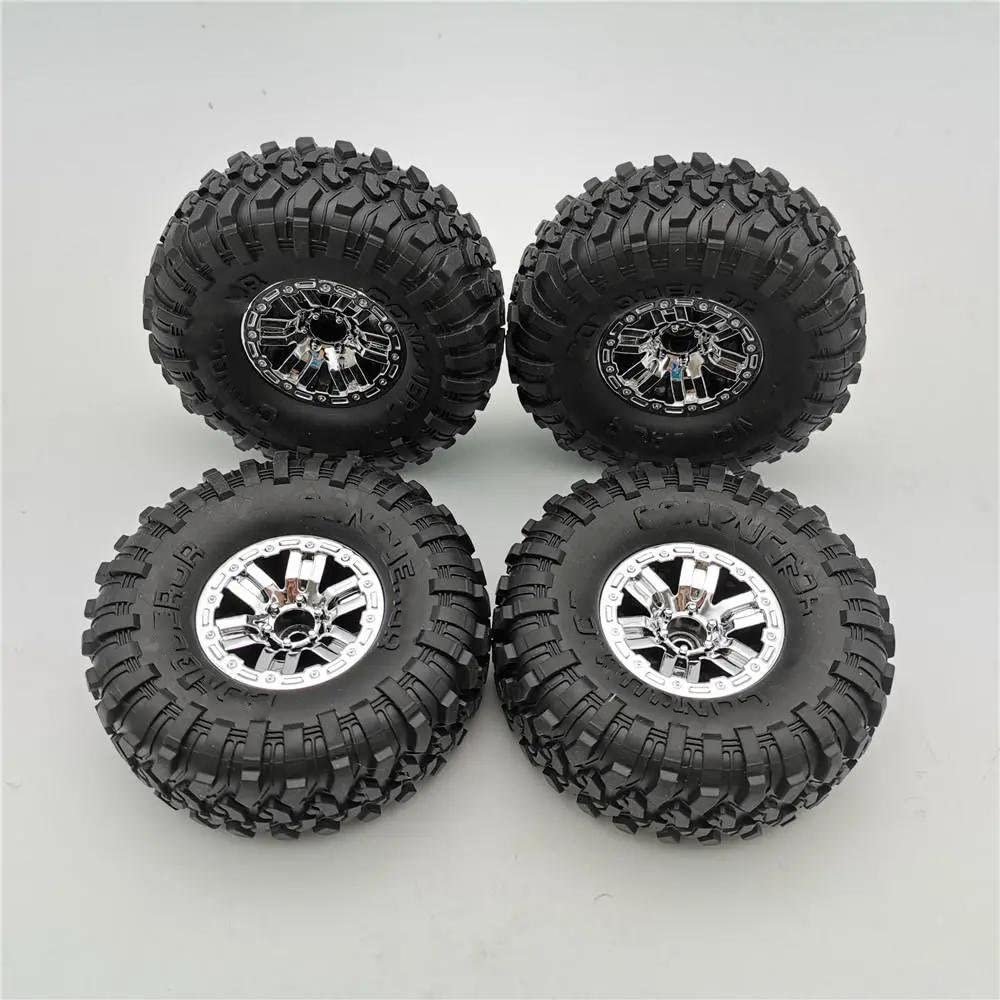 4Pcs RC Car Tires Wheels Rims for HB Toys ZP1001 1/10 RC Vehicles Spare Parts Modification Accessories (Color : Silver)
