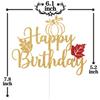 Gold Glitter Pumpkin Happy Birthday Cake Topper, Autumn Pumpkin Bridal Shower BirthD Party Cake Decor, Fall Leaves Themed Birthday Party Decorations Supplies view 2