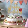 Gold Glitter Pumpkin Happy Birthday Cake Topper, Autumn Pumpkin Bridal Shower BirthD Party Cake Decor, Fall Leaves Themed Birthday Party Decorations Supplies view 4