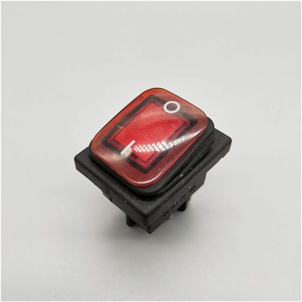 FFIME Switch Rocker Switch KCD4 20A/250V 4 Pin DPST IP67 Sealed Waterproof Rocker Switch with LED 12V 24V 110V 220V 30x22 (Color : Red, Size : 6 Pin)