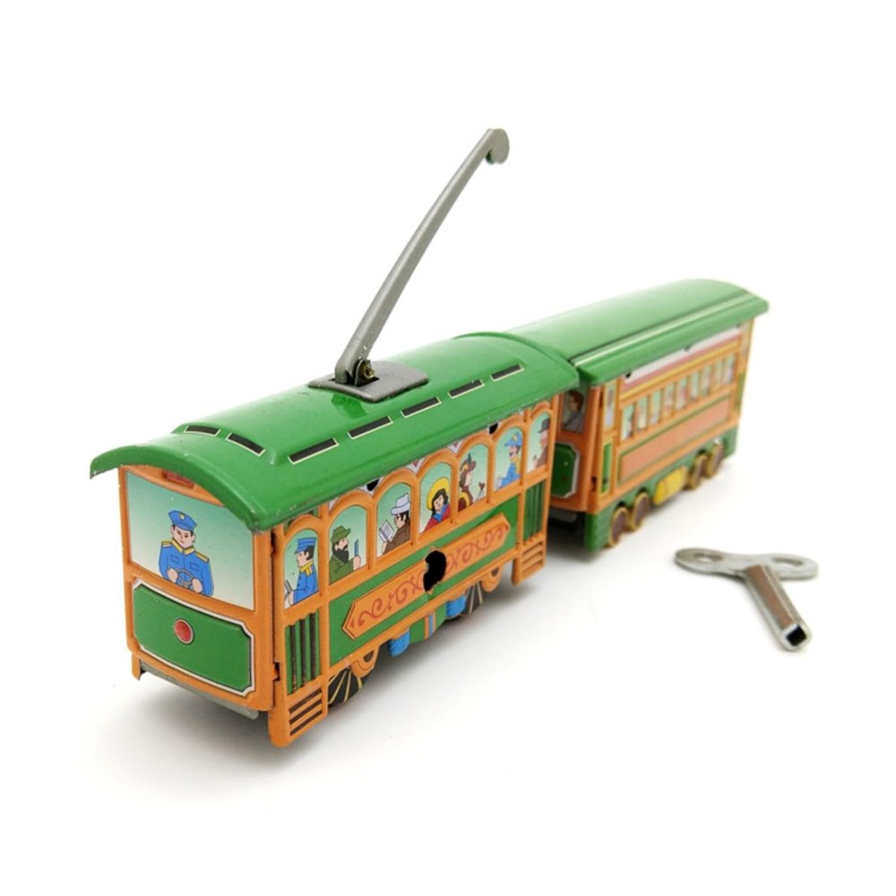Charmgle Retro Wind-Up Adult Collection Toy, Double Trolleybus Toy Photography Props, Spring Tin Toys Decoration