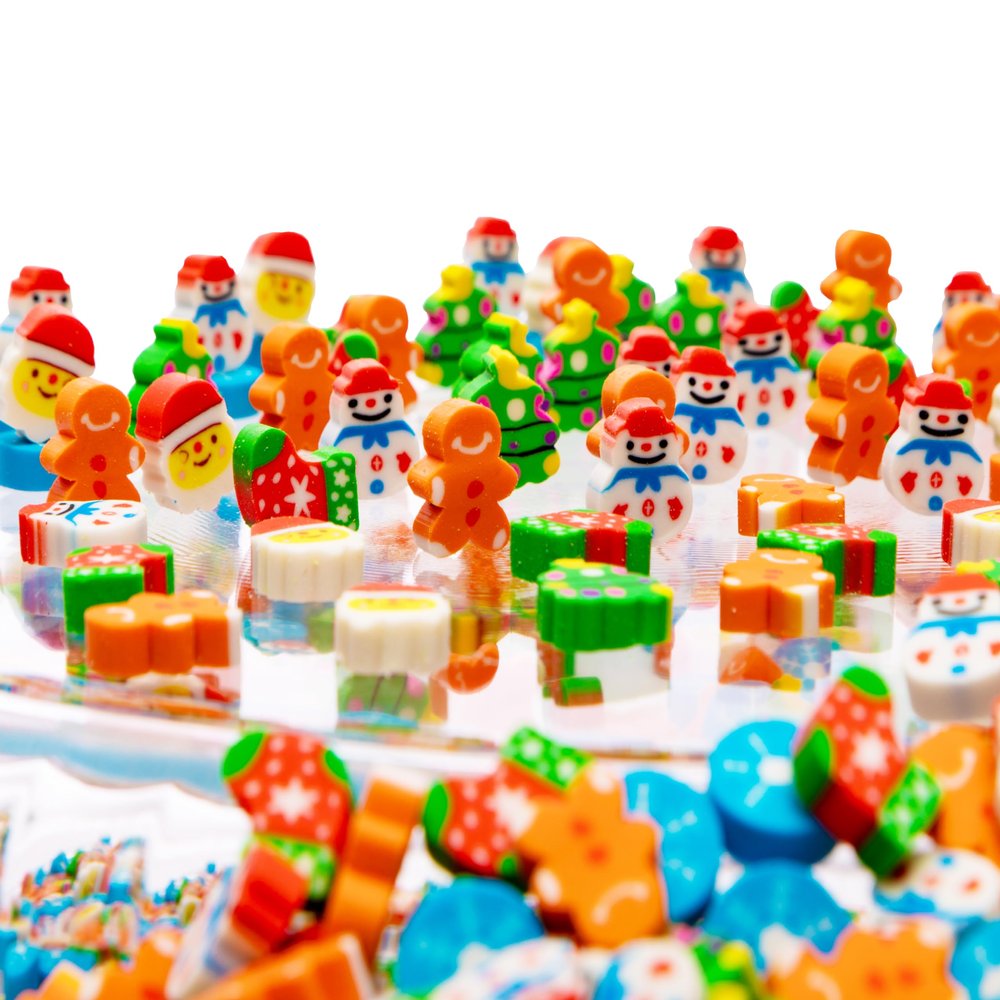 300 PCS Mini Christmas Erasers for Kids Bulk, Assorted Christmas Erasers for Classroom Rewards, Holiday Party Favors
