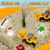 Carolart Construction Sensory Bin, Tractor Sand Playset Construction Sandbox with Toy Truck Play Sand and Signs, Sand Art Kit for Kids Ages 3 and up view 4