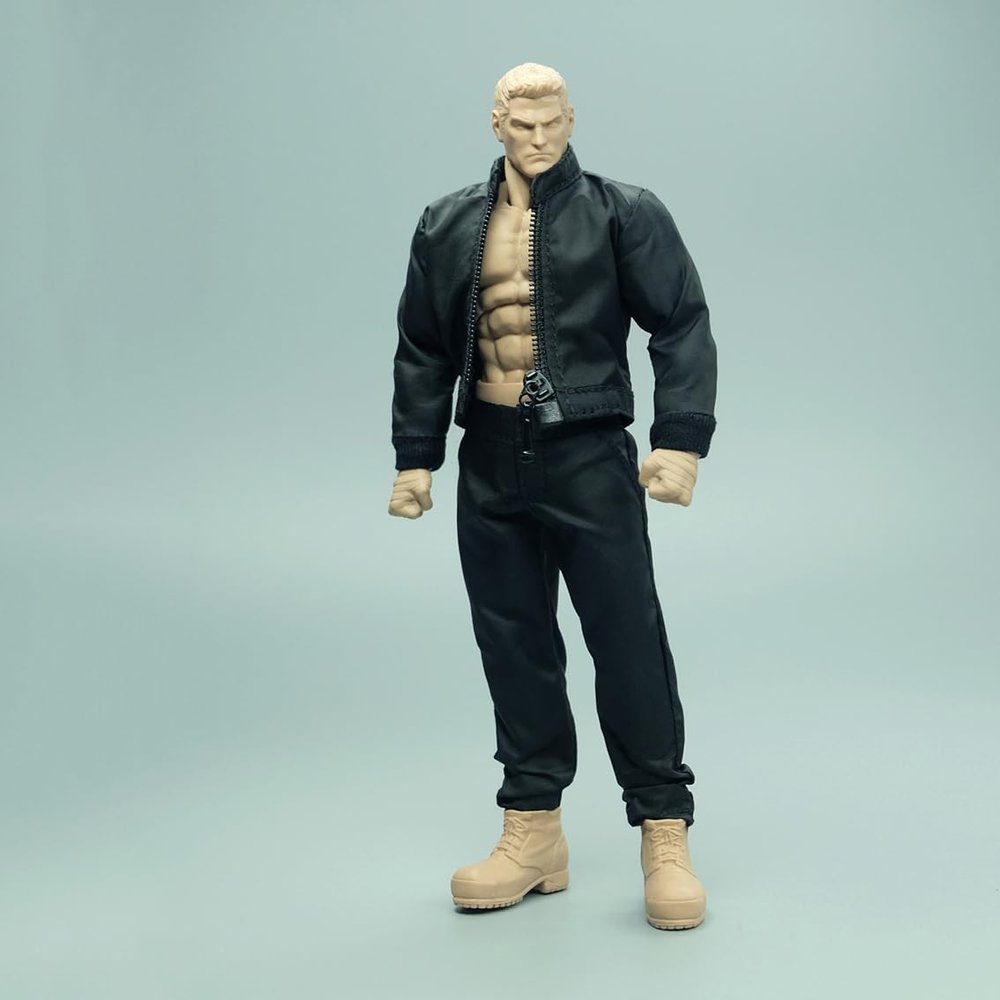 1/12 Scale Male Clothes,Male Jumpsuit Bodysuit Jacket Coat Pants Trousers Outfit Clothing for 6inch Muscular VTOYS GWToys Action Figure Body (Black Coat+Pant)