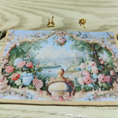 1/12 Miniature Dollhouse Tapestry Beautiful Scenery Roses Victorian Country