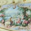 1/12 Miniature Dollhouse Tapestry Beautiful Scenery Roses Victorian Country view 4