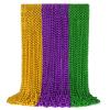 72 PCS Mardi Gras Beads Necklaces, Gold Green Purple Metallic Bead Necklaces 33 7 mm Mardi Gras Beads Necklaces Accessories Bulk Party Beads Necklaces for Mardi Gras Party, Throw Beads Party Favors view 1