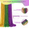 72 PCS Mardi Gras Beads Necklaces, Gold Green Purple Metallic Bead Necklaces 33 7 mm Mardi Gras Beads Necklaces Accessories Bulk Party Beads Necklaces for Mardi Gras Party, Throw Beads Party Favors view 2