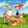 Onysurui 3 Pack Dinosaur Airplane Launcher Toys,Flying Toys for 3 4 5 6 7 8 9 10 Year Old Boys,Kids Toys 5 6 7 8 9 10 12 Year Old Boy Gift Ideas,Airplane B-Day Party Supplies, Green,Orange,red view 2