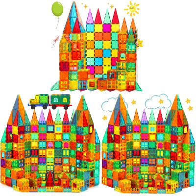 CuteTiger Mangetic Tiles 100 Pcs(2 Cars) and 100 Pcs(No Car) Plus 60 Pcs Set