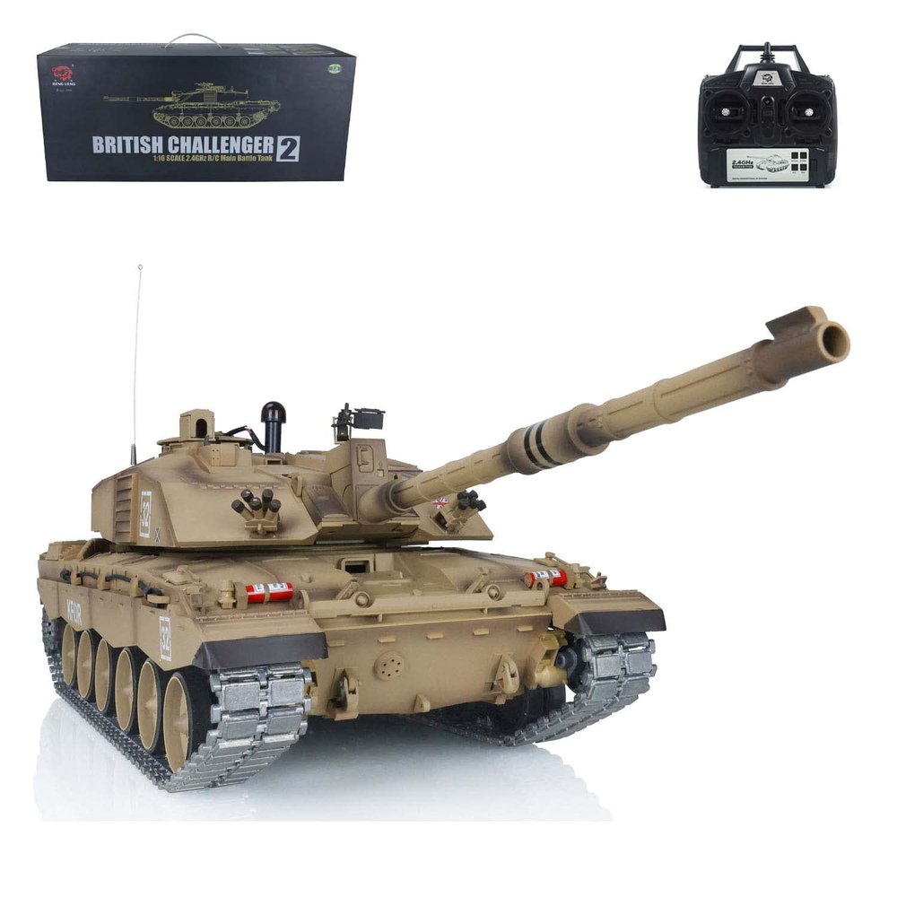 TOUCAN RC HOBBY Pro.Edition RTR Henglong 1/16 TK7.0 Upgraded Challenger II RTR RC Tank 3908 Metal Tracks BB Airsoft Smoke Effect IR Battle with Sticter
