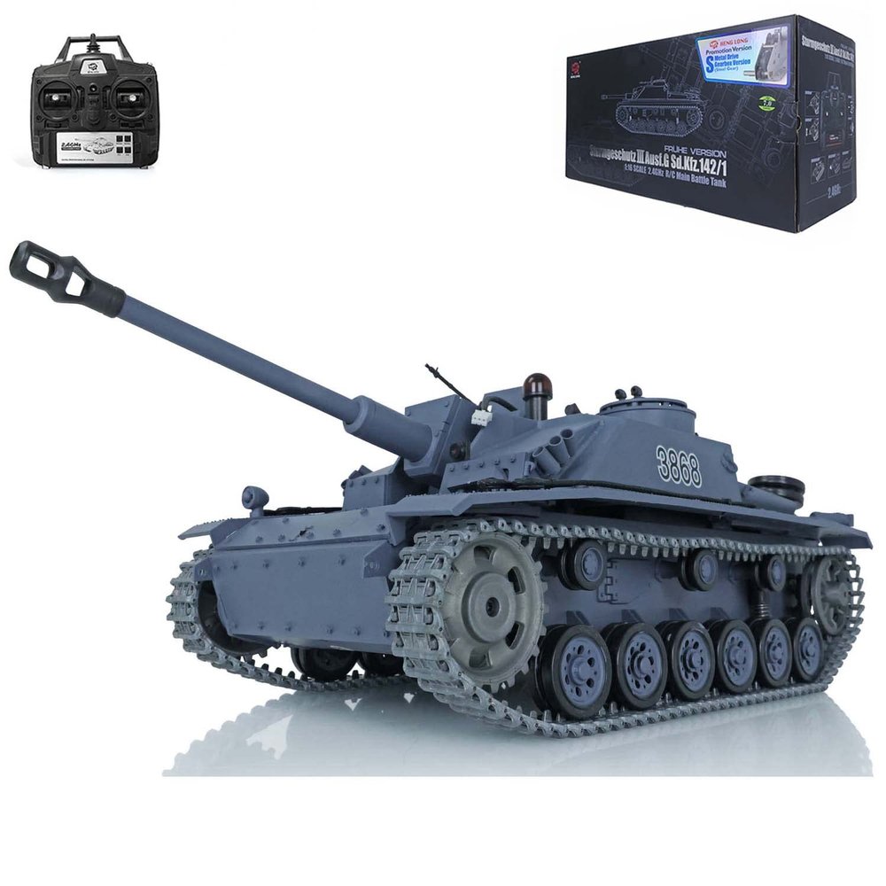 TOUCAN RC HOBBY Upgraded Edition RTR Henglong 1/16 TK7.0 German Stug III RTR RC Tank 3868 Metal Tracks BB Airsoft Smoke Effect IR Battle with Sticter