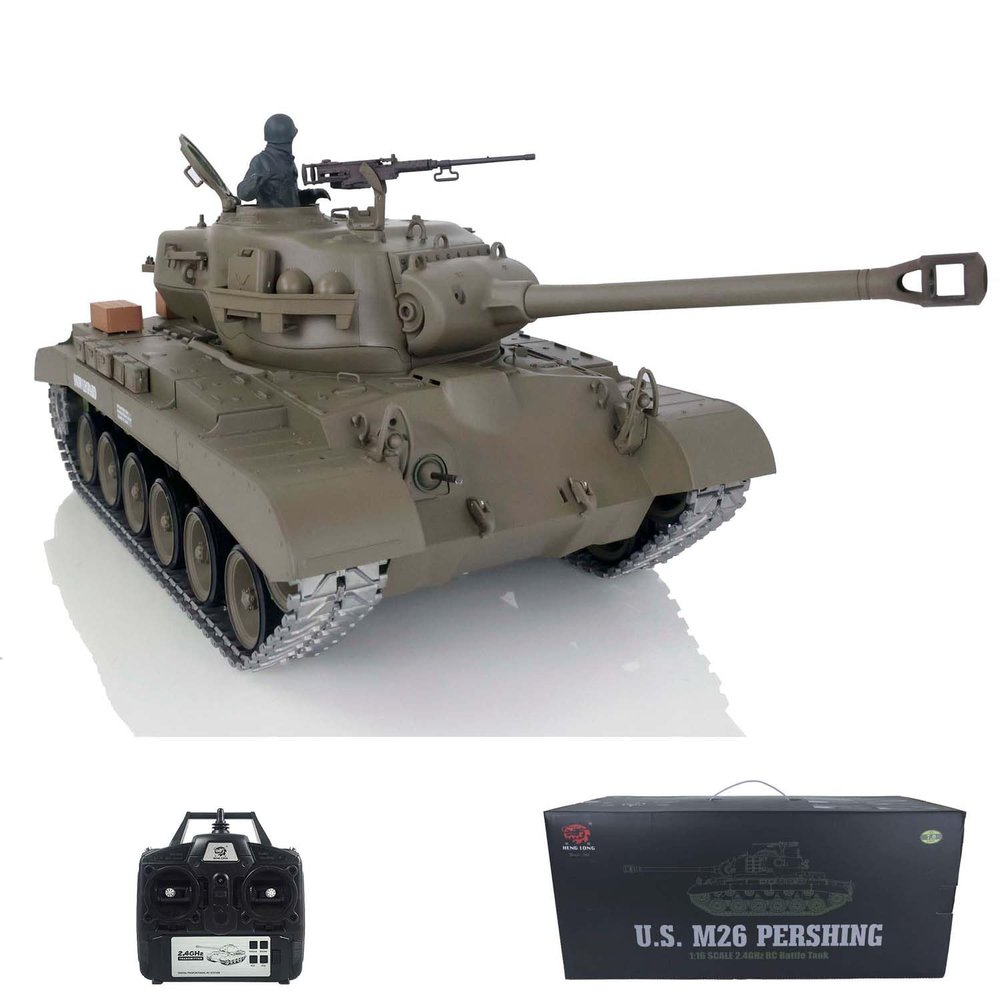 TOUCAN RC HOBBY Pro.Edition RTR Henglong 1/16 TK7.0 Upgraded M26 Pershing RTR RC Tank 3838 Metal Tracks BB Airsoft Smoke Effect IR Battle with Sticter for Ages 14+