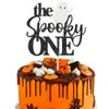 1 Pack The Spooky One Cake Topper Glitter The Spooky One Halloween Birthday Cupcake Picks 1st Birthday Goast Cake Decorations for Halloween Kids Birthday Party Supplies Black view 1
