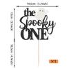 1 Pack The Spooky One Cake Topper Glitter The Spooky One Halloween Birthday Cupcake Picks 1st Birthday Goast Cake Decorations for Halloween Kids Birthday Party Supplies Black view 2