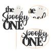 1 Pack The Spooky One Cake Topper Glitter The Spooky One Halloween Birthday Cupcake Picks 1st Birthday Goast Cake Decorations for Halloween Kids Birthday Party Supplies Black view 3