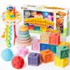 JOYIN Baby Toys - Montessori Toys for Babies, Food-Grade Sensory Present Infant Stacking Circles Teether, Blocks, 3D Stress Balls, Pull String, Learning Gifts for Baby Girls Boys view 1