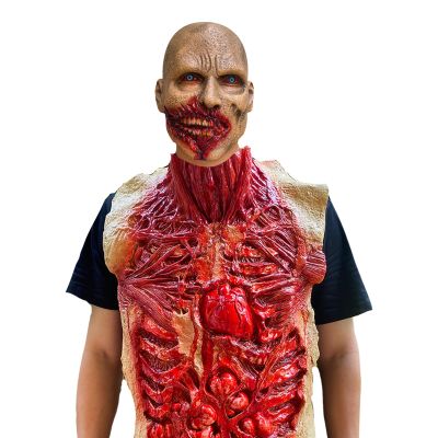 Lyxaof Bloody Intestine Scary Dead Body Halloween Prop Organ Fake Body Parts with Zombie Mask Haunted House Cosplay Costume