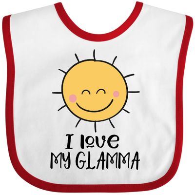 inktastic Sunshine I Love My Glamma Baby Bib White and Red 42af4