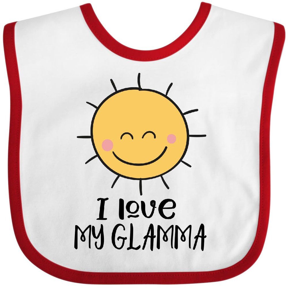 inktastic Sunshine I Love My Glamma Baby Bib White and Red 42af4
