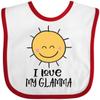 inktastic Sunshine I Love My Glamma Baby Bib White and Red 42af4 view 1
