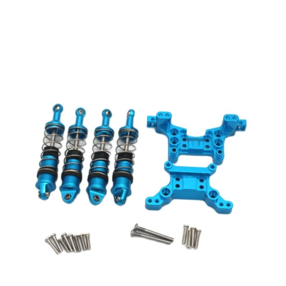 Metal Upgraded Front Rear Shock Mount and Shock Absorber Set, Aluminum Alloy, Compatible with Hyper GO MJX H16BM H16GT H16DR H16 MJX 16207 16208 16209 16210 H16 V3 RC Car (Blue)