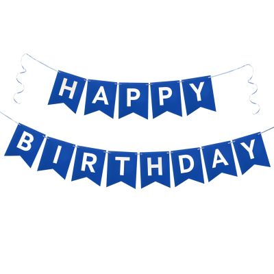 Imtively Happy Birthday Banner, Birthday Flag Bunting for Birthday Party Backdrop Decor, Happy Birthday Sign Party Supplies for Girls Boys Kids and Women Hanging Decor (Blue)