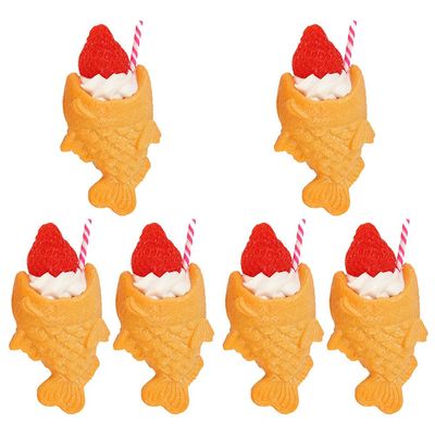 6pcs Props Fake Food Ornament Simulated Snack Model Decorative Snack Models Realistic Food PVC Dessert Japan Charm Sample Key Chain Fake Model Sushi Other Simulated Food for 14+ Years Old