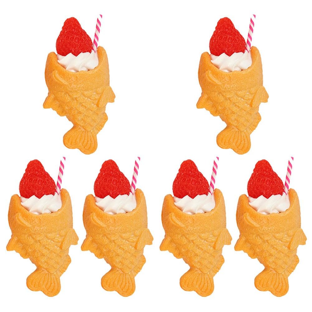 6pcs Props Fake Food Ornament Simulated Snack Model Decorative Snack Models Realistic Food PVC Dessert Japan Charm Sample Key Chain Fake Model Sushi Other Simulated Food for 14+ Years Old