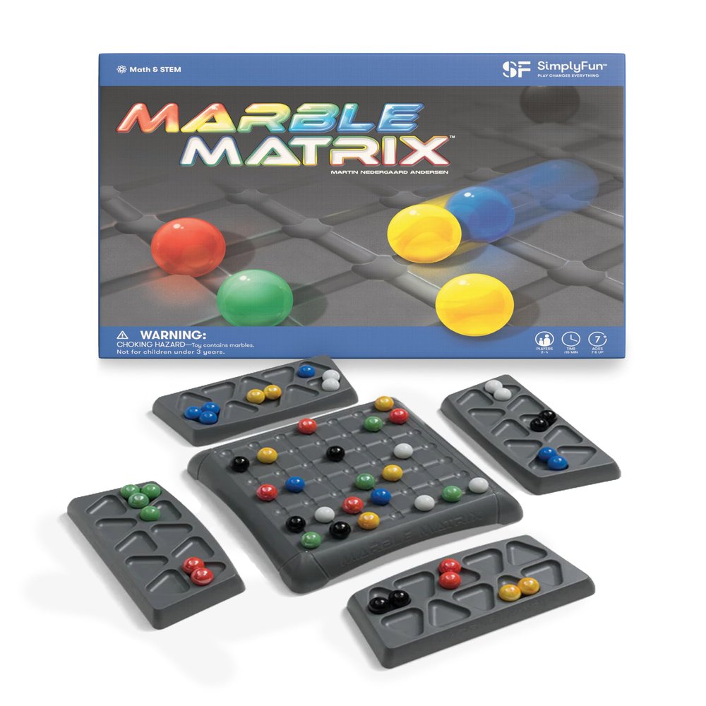 SimplyFun Marble Matrix - Marble Game to Practice Fine Motor Skills and Critical Thinking - Educational Game for Kids Ages 7 & Up - 2 to 4 Players