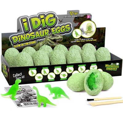 12-Pack Glow in The Dark Dinosaur Excavation Kit for Kids - Educational STEM Fossil Digging Egg Activity  Dig up & Discover Real Dino, Scientific Archaeology Set for Boys & Girls