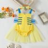 Baby Flounder Costume Toddler Halloween Costumes for Baby Girls Cosplay Romper Dress Up Little Princess Newborn Infant Flounder 1st Birthday Outfit Photoshoot Sets Yellow 12-18 M view 2