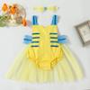 Baby Flounder Costume Toddler Halloween Costumes for Baby Girls Cosplay Romper Dress Up Little Princess Newborn Infant Flounder 1st Birthday Outfit Photoshoot Sets Yellow 12-18 M view 3